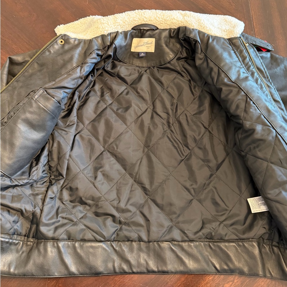 Universal Thread Black Bomber Jacket with Cream C… - image 2